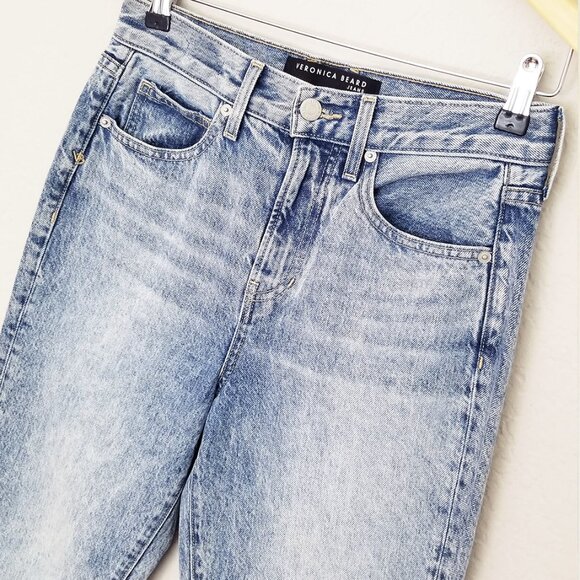 Veronica Beard Carly Kick-Flare Jean 25 Raw Hem High Rise Blue Pebble Stone $248 - Picture 8 of 16